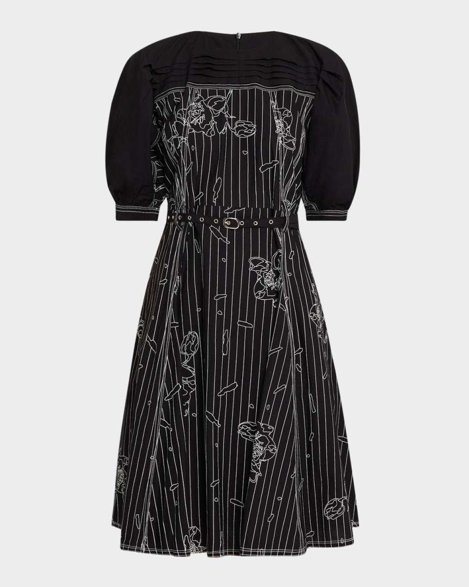 Vienna Embroidered Puff-Sleeve Dress